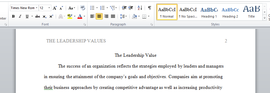 The Leadership Value