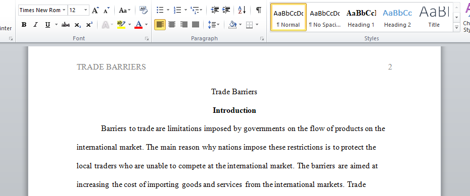 Trade Barriers 2