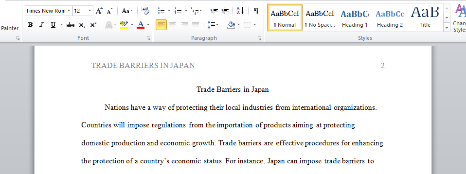 Trade Barriers in Japan