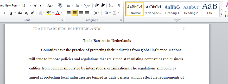 Trade Barriers in Netherlands 2