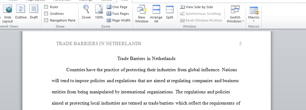 Trade Barriers in Netherlands