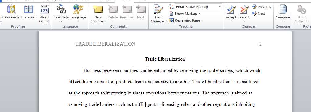 Trade Liberalization