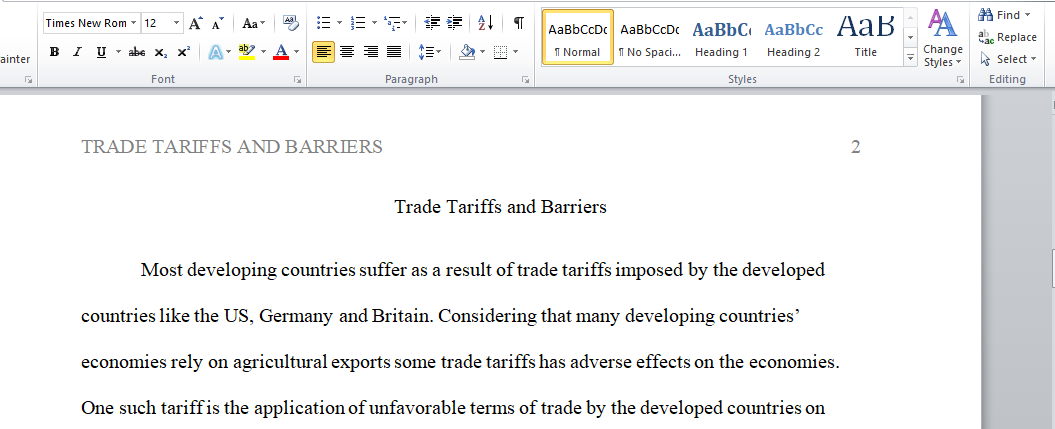 Trade Tariffs and Barriers