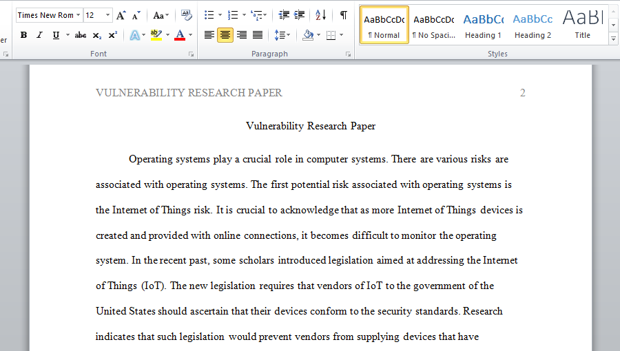 Write a research paper on vulnerability