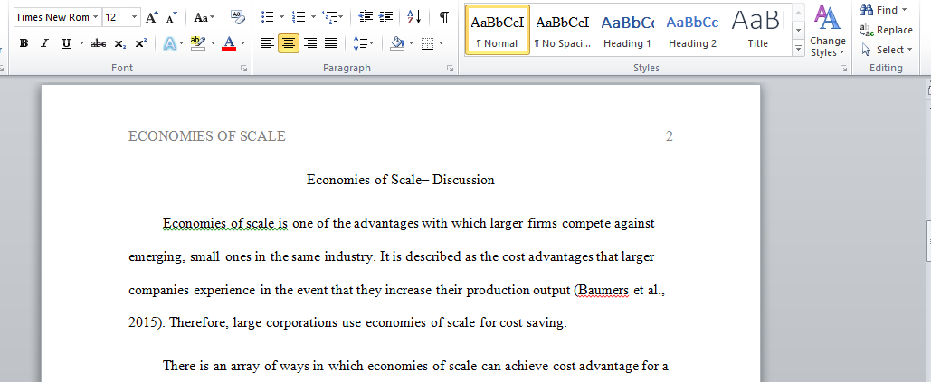 critically discuss the economies of scale
