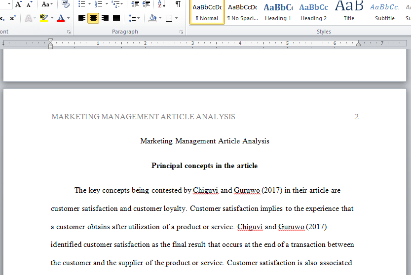 marketing management article