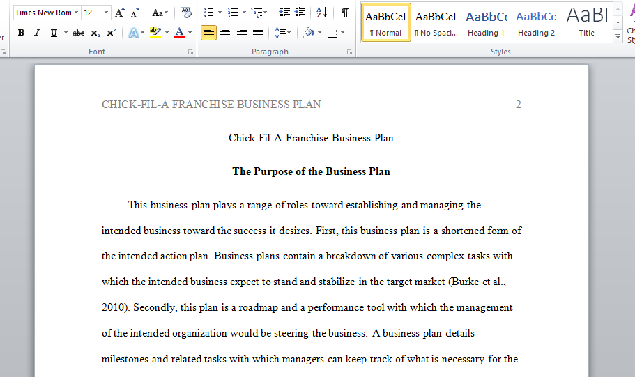 Write a detailed Chick-Fil-A Franchise Business Plan.