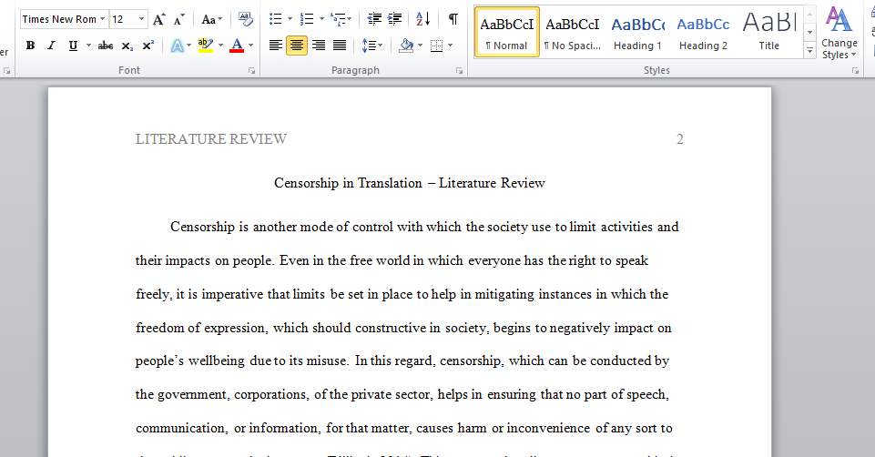 write a literature review on Censorship in Translation