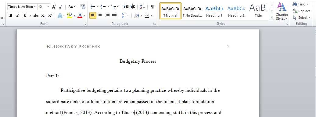 Budgetary Process