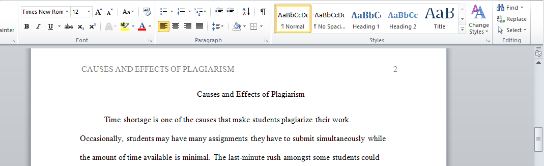 Causes and Effects of Plagiarism