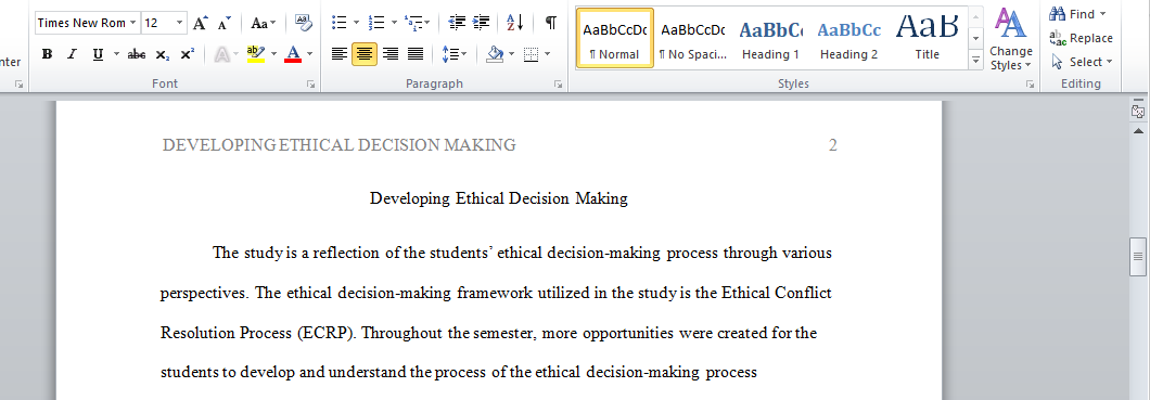 Developing Ethical Decision Making