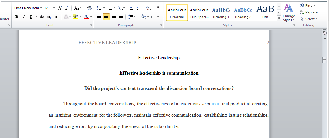 Effective Leadership