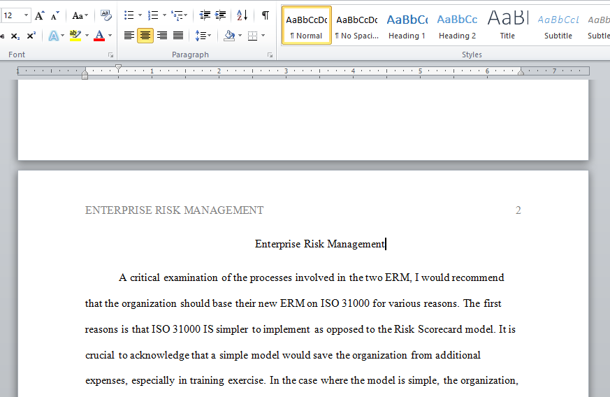 Enterprise Risk management