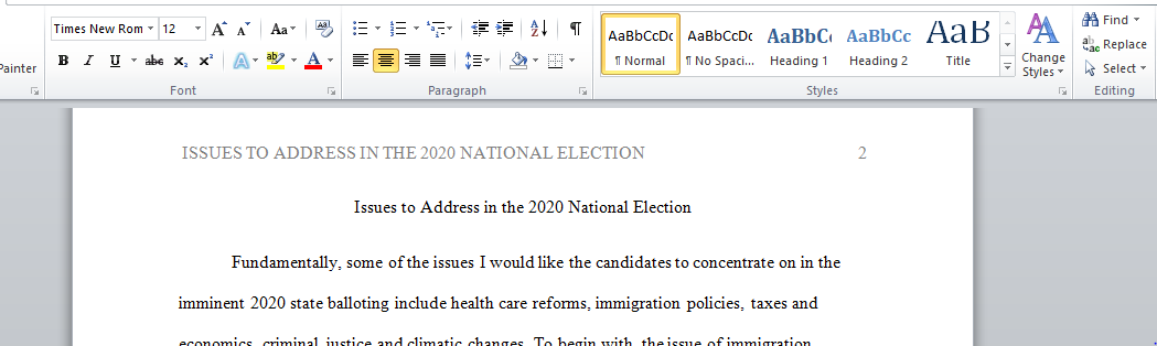 Issues to Address in the 2020 National Election