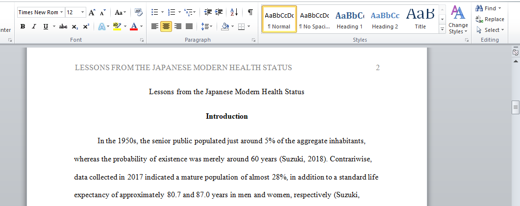 Lessons from the Japanese Modern Health Status