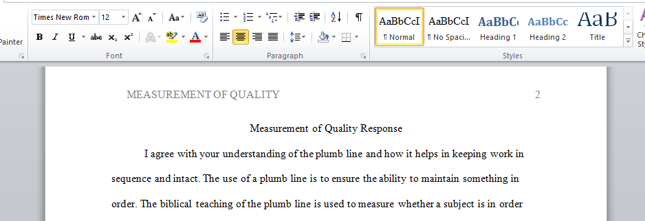 Measurement of Quality Response