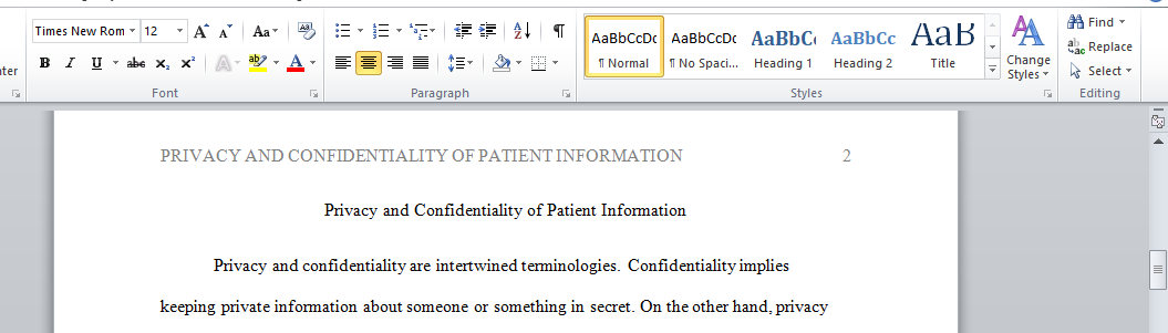 Privacy and Confidentiality of Patient Information