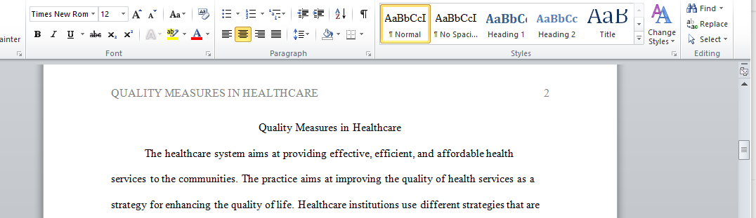 Quality Measures in Healthcare