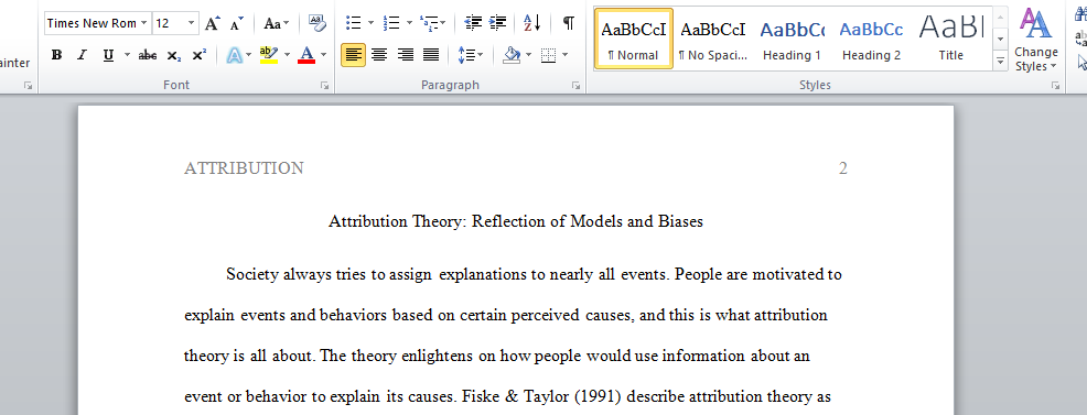 Attribution theory essays