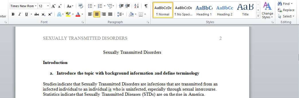 Sexually Transmitted Disorders