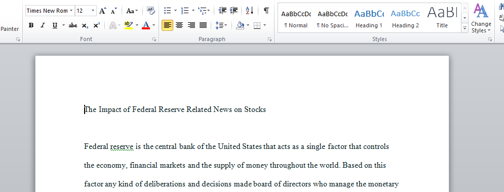The Impact of Federal Reserve Related News on Stocks