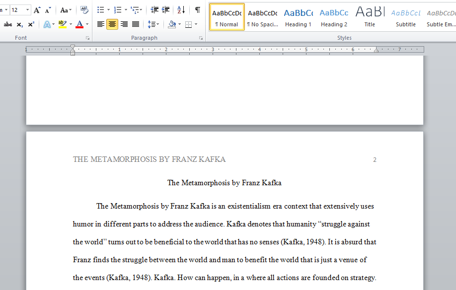 The Metamorphosis by Franz Kafka