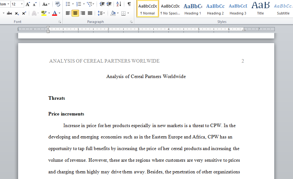 analysis of CPW