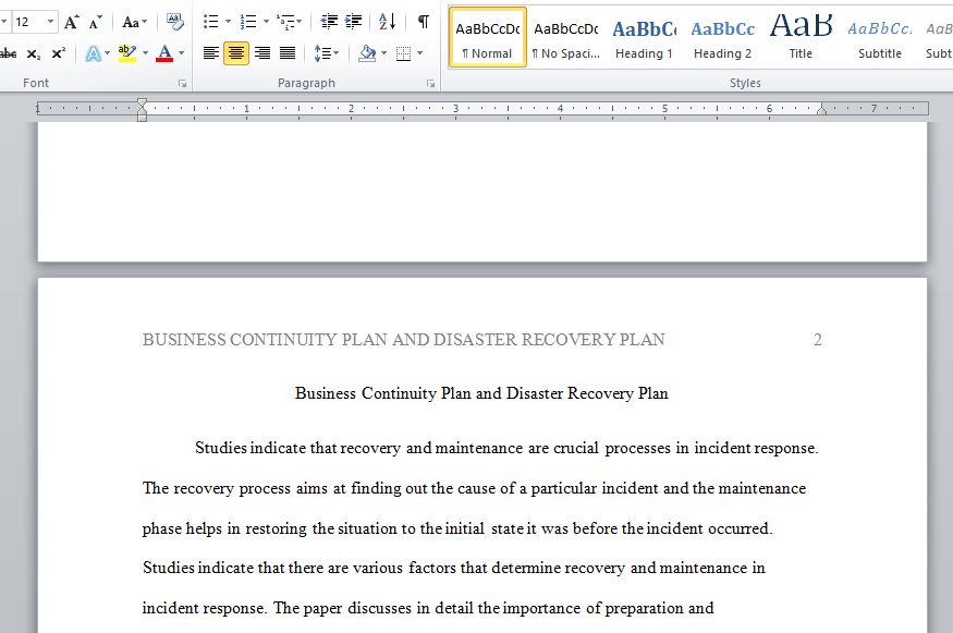 busibess continuity plan and disaster recovery plan