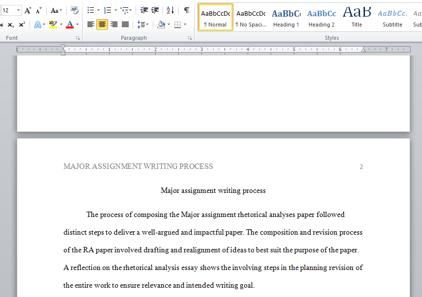 major assignment writing process