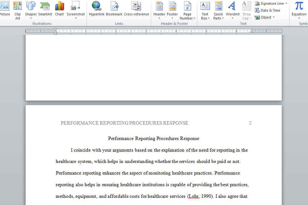 performance reporting procedures response