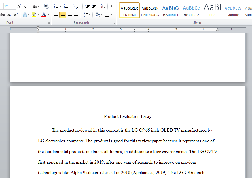 product evaluation essay