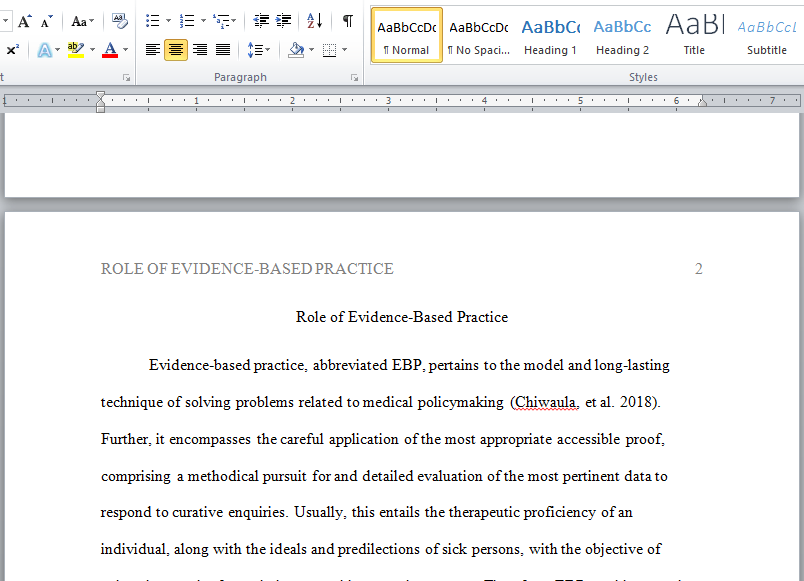 role of evidence basd program