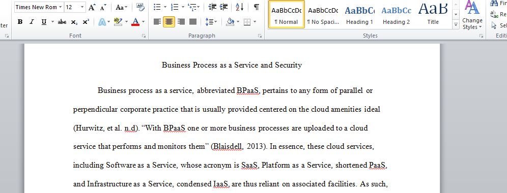 Business Process as a Service and Security