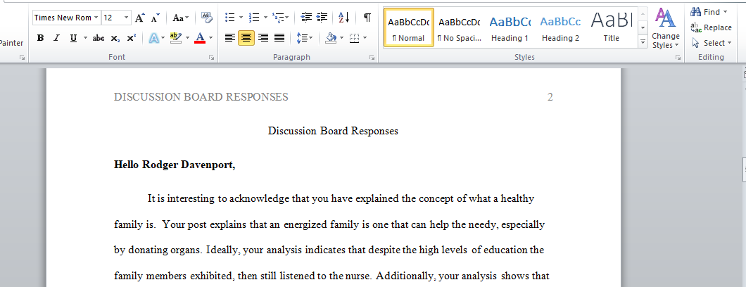 Discussion Board Responses