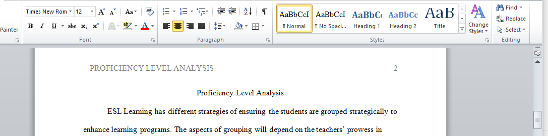 Proficiency Level Analysis