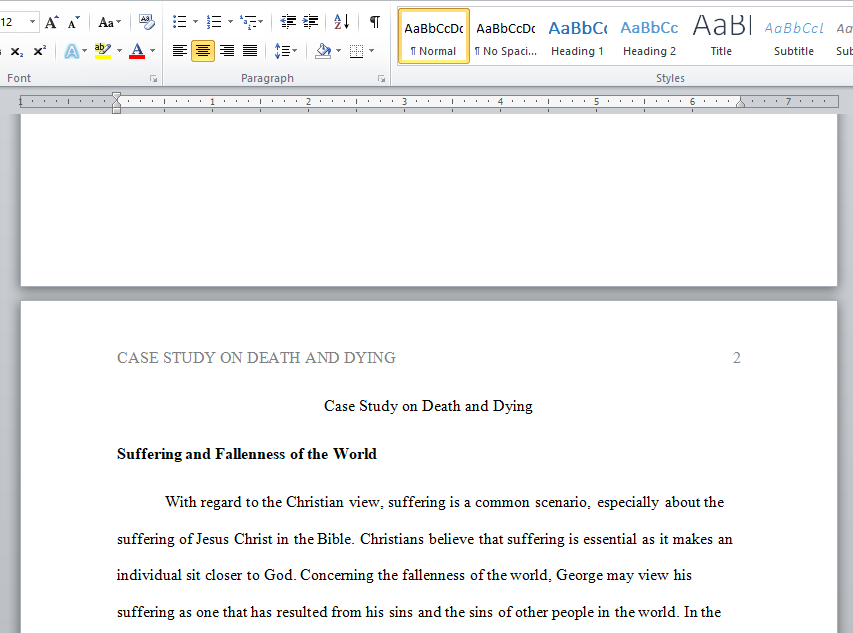 case study on death and dying according to christian worldview