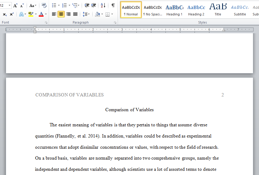 comparison of variables