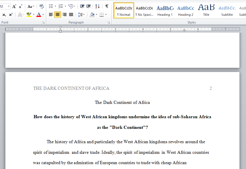 dark continent of Africa