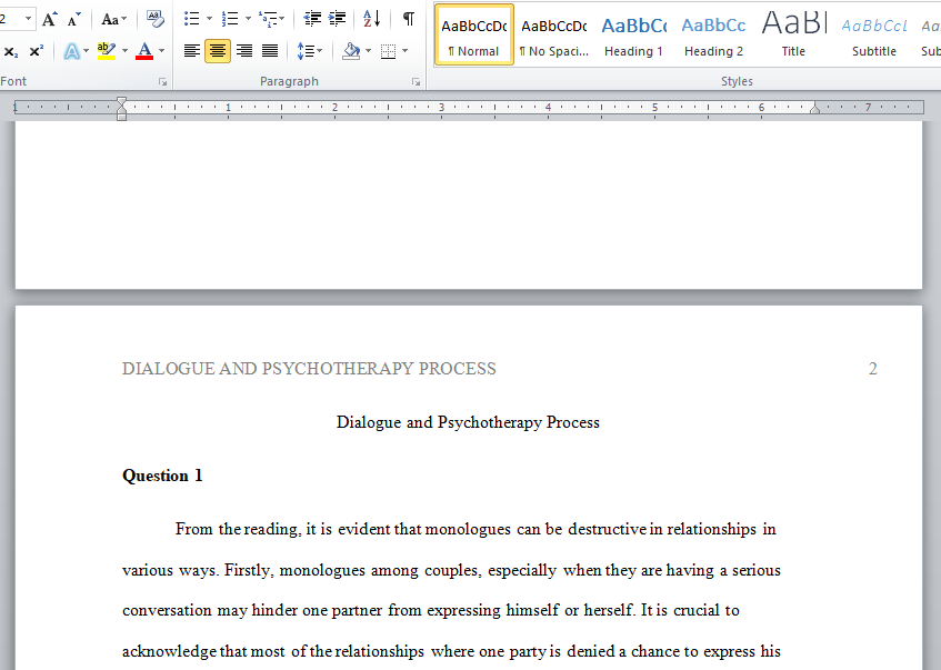 dialogue and psychotherapy process