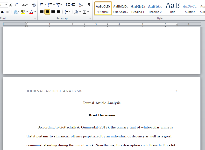 journal article analysis 0n white-collar crime