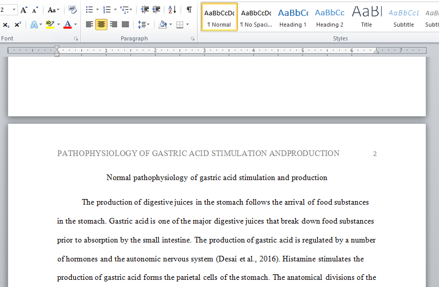 normal pathophysiology of gastric acid stimulation and production