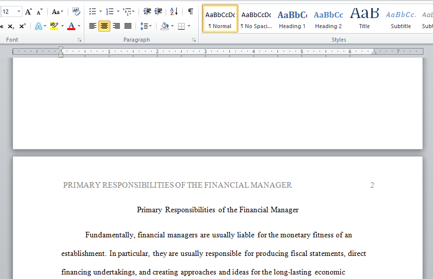 primary responsibilities of the financial manager