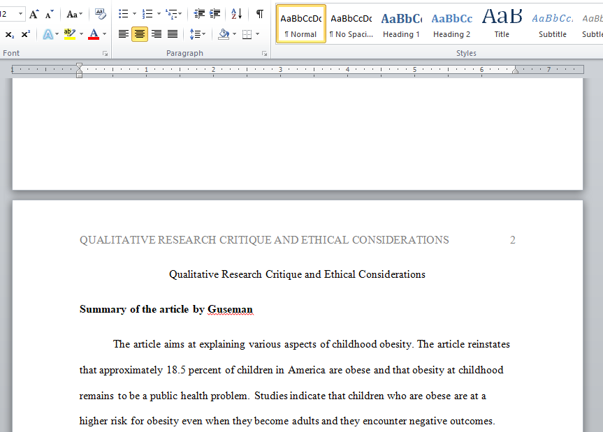 qualitative research critique and ethical discussions