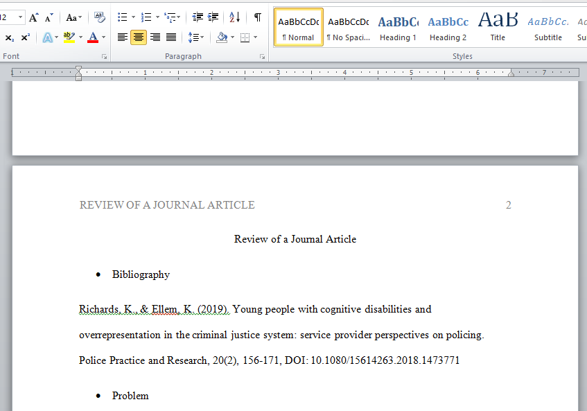 review of a journal article
