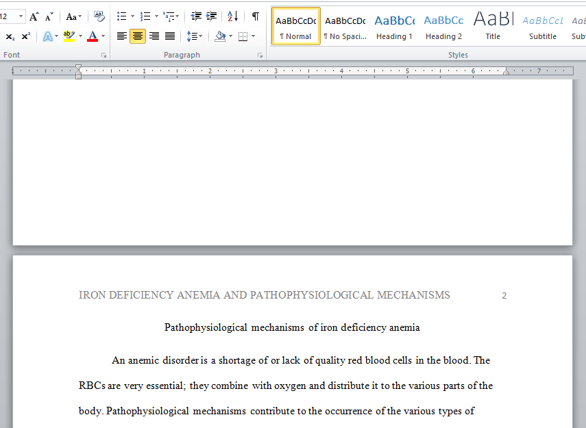 pathophysiological mechanisms of iron deficiency anaemia