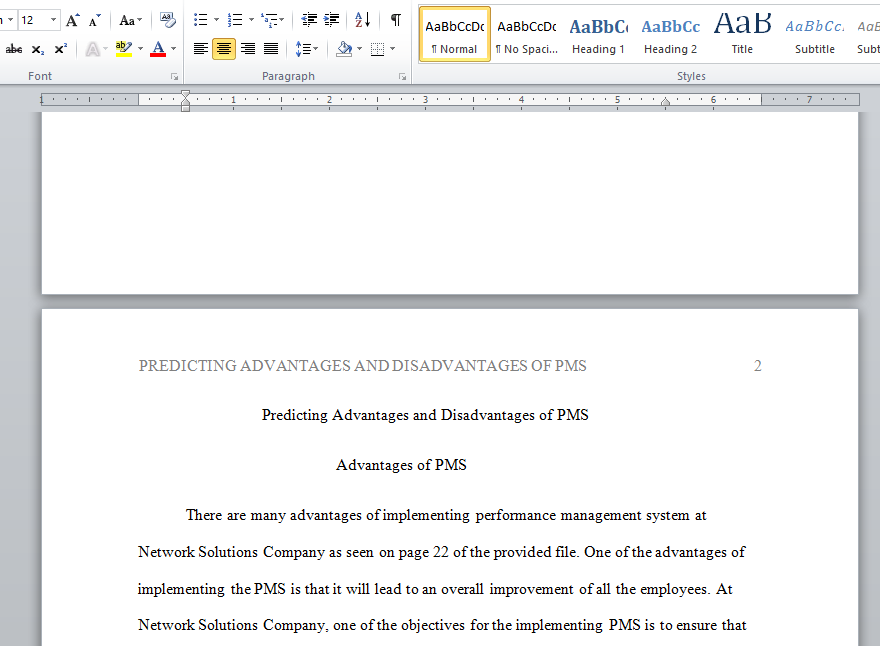 predicting advantages and disadvantages of PMS