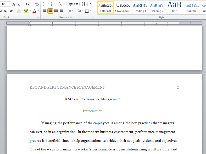 KSC and performance management