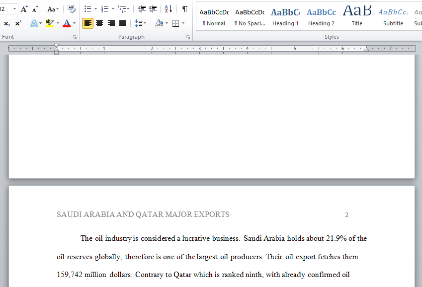 Saudi Arabia and Qatar oil export balance sheet