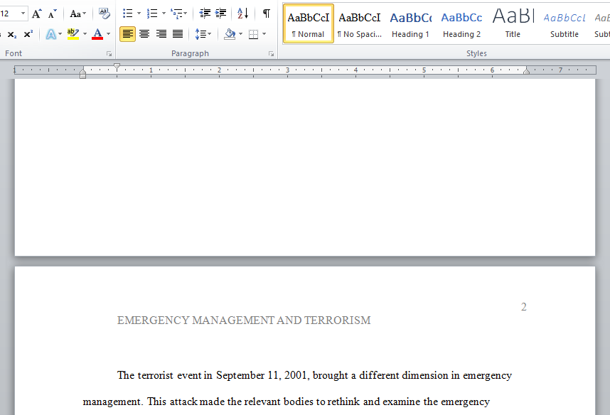 emergency management and terrorism