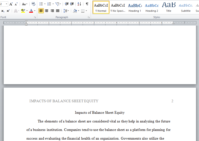 impacts of balance sheet equity